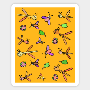 Cute and Colorful Dragonfly and Bug Pattern Magnet